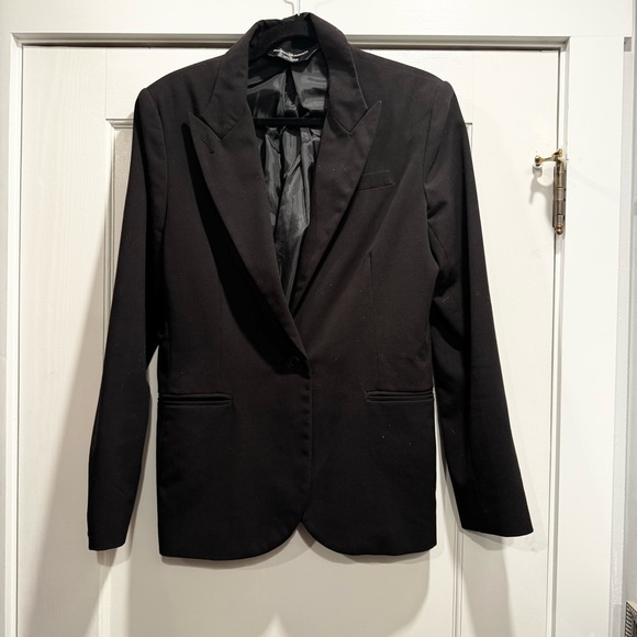 Norma Kamali Single Breasted Straight Fit Jacket Black Blazer Sz 14 Quiet Luxury - Picture 1 of 12